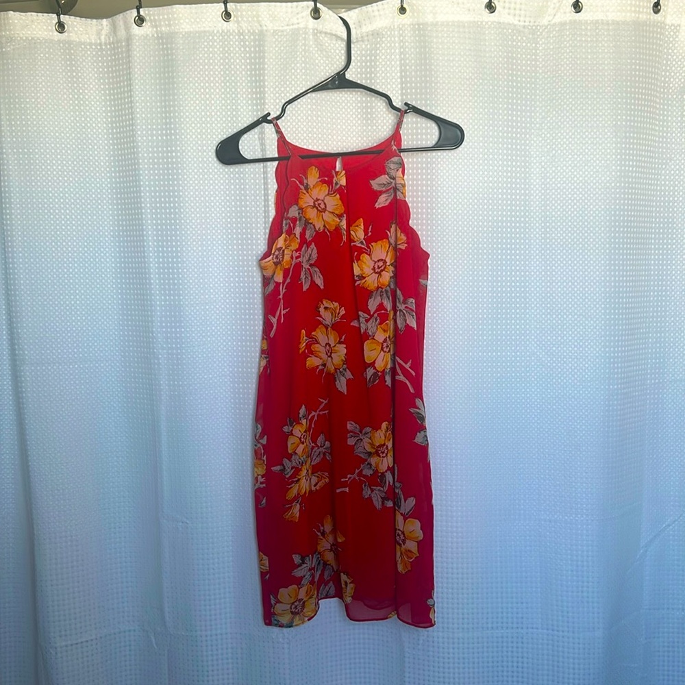 Red Fortune + Ivy floral dress, size small.